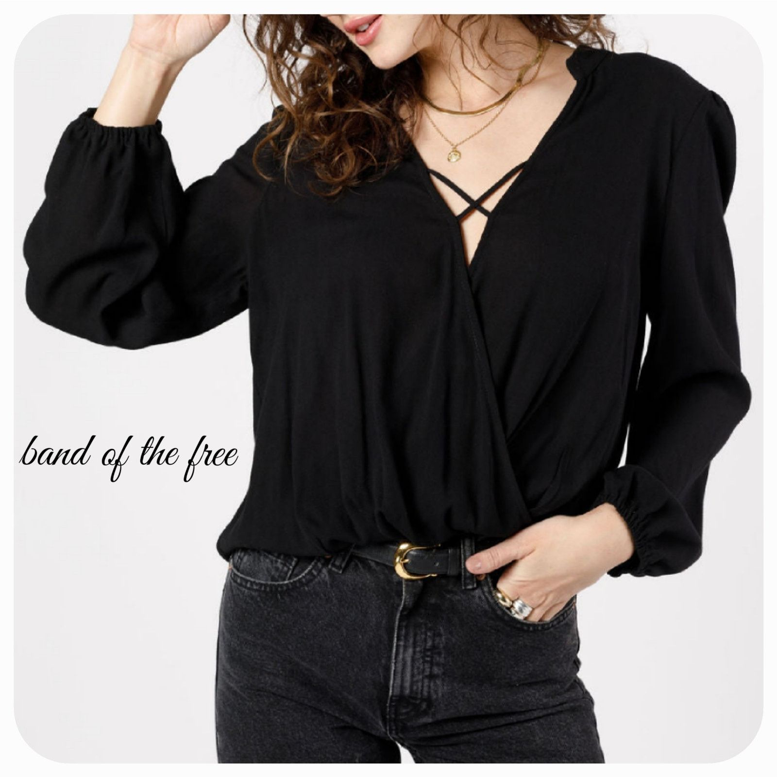 Other NWT Band of the Free Hallie Black Crossover Top Sz. S [4-6] Size S / US 4 / IT 40 - 1 Thumbnail