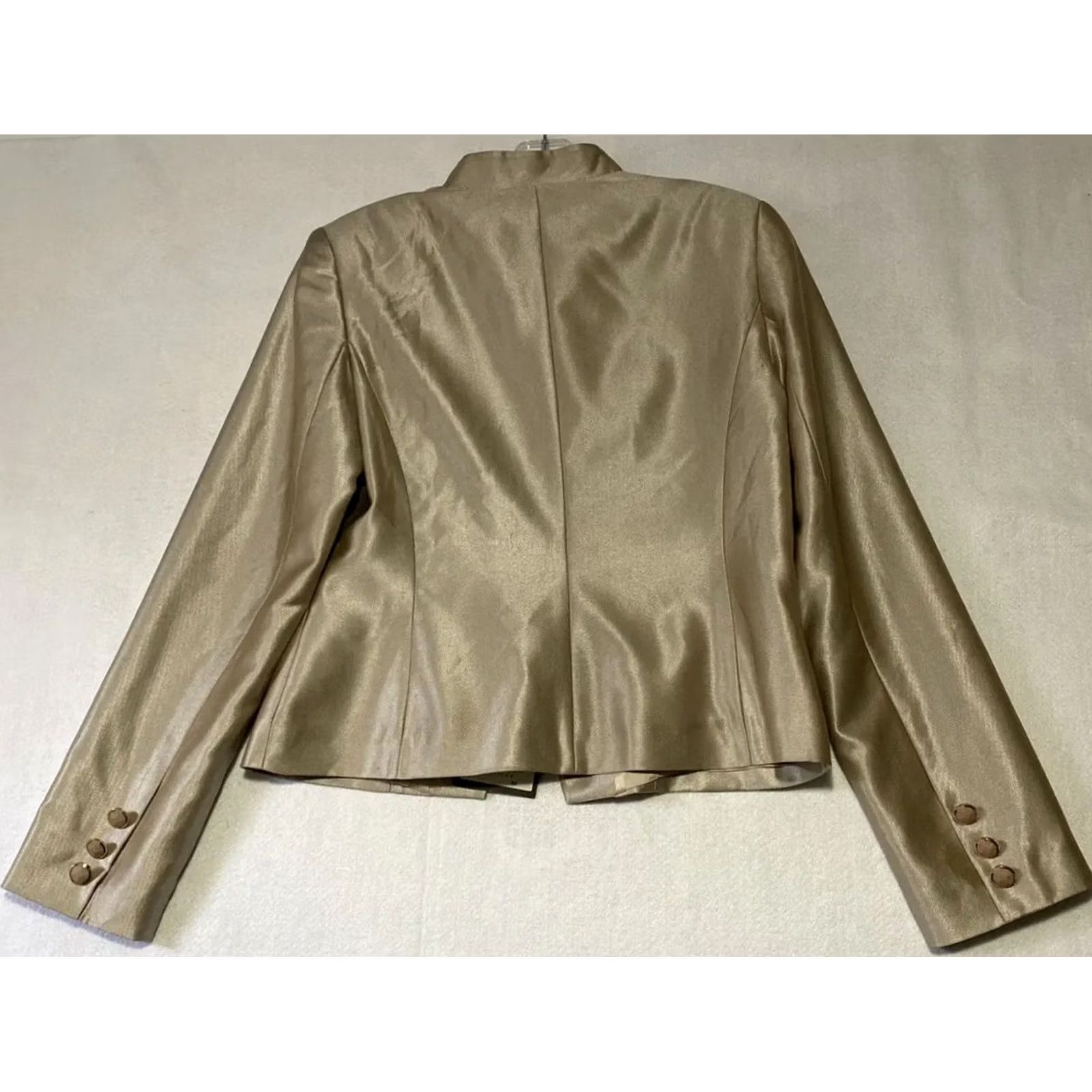 Vintage Vitriline Blazer Suit Jacket Women’s XL Workwear GOLD shinny / 28-30 Tan Leather Notch Lapel Lined Single-Breasted/Front Flat Front Size XL / US 12-14 / IT 48-50 - 7 Thumbnail