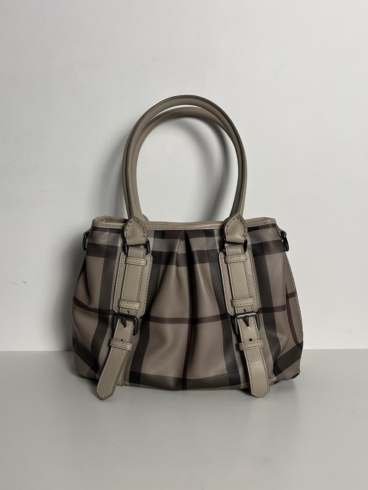 Burberry Burberry beige smoke check leather handbag Size ONE SIZE - 1 Thumbnail