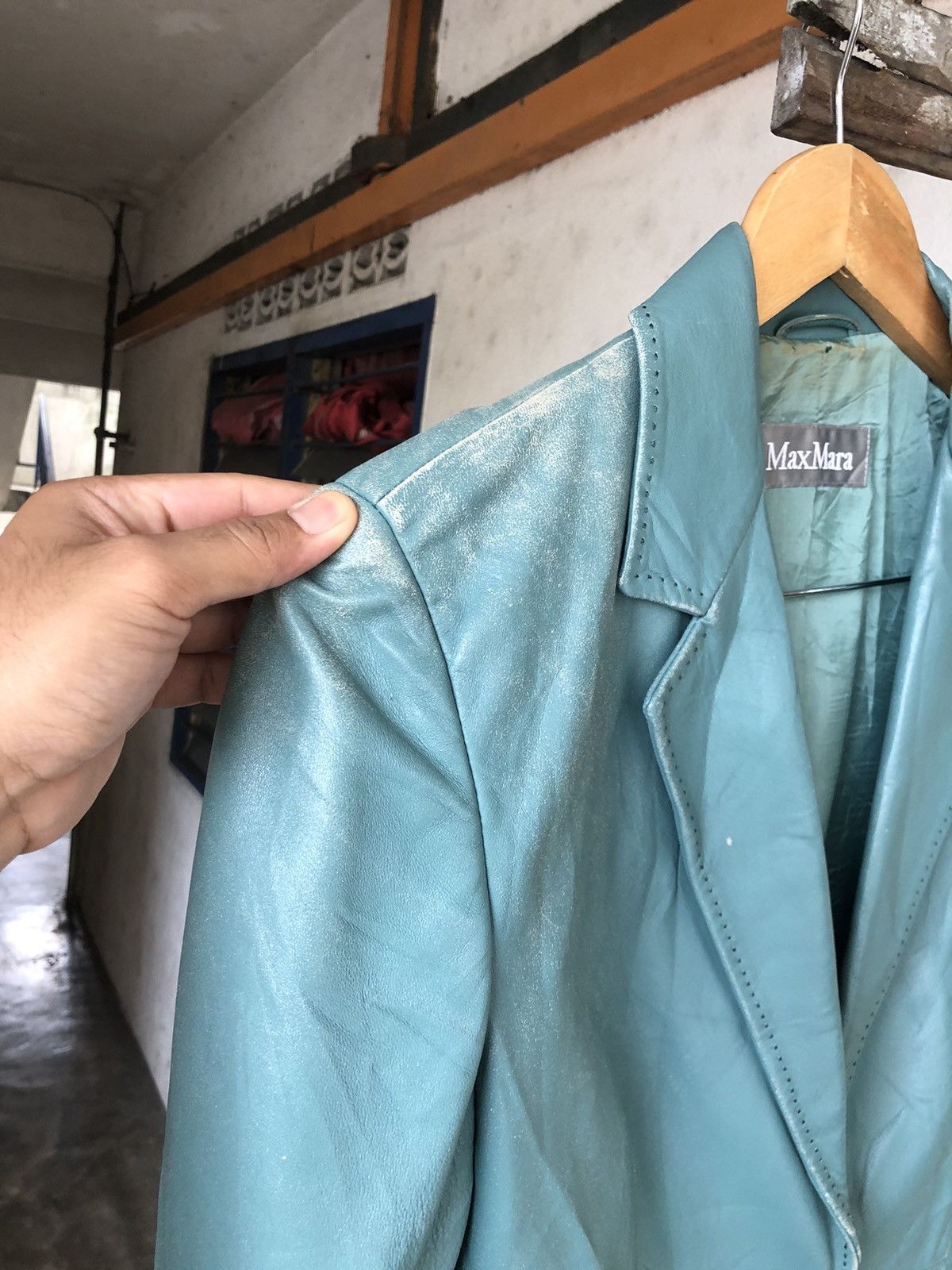 Vintage Vintage Max Mara Distressed Leather Blazer Jacket Size M / US 6-8 / IT 42-44 - 8 Thumbnail