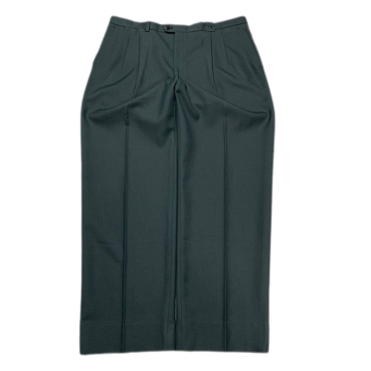 Burberry 90s Vintage Dark green Burberry pleated wide leg Trousers Size US 29 - 1 Thumbnail