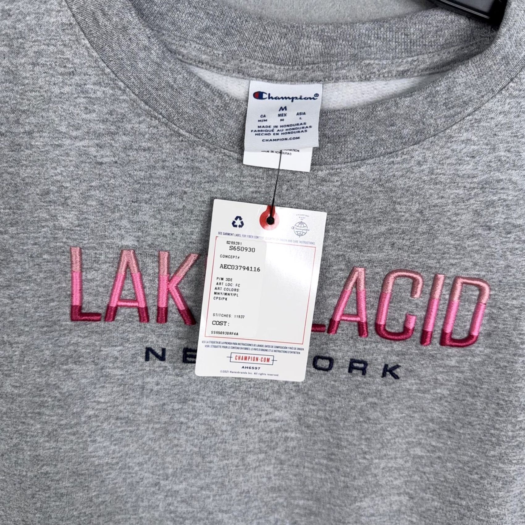 Champion VINTAGE Champion Sweatshirt Womens Medium Gray Fleece Pullover Crewneck Lake Placid NY Size M / US 6-8 / IT 42-44 - 3 Thumbnail
