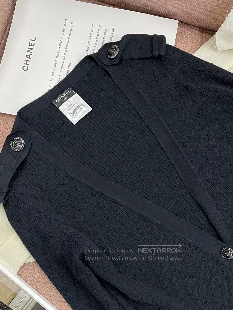 Chanel Chanel Black diamond check knitted double c button long sl Size XS / US 0-2 / IT 36-38 - 2 Thumbnail