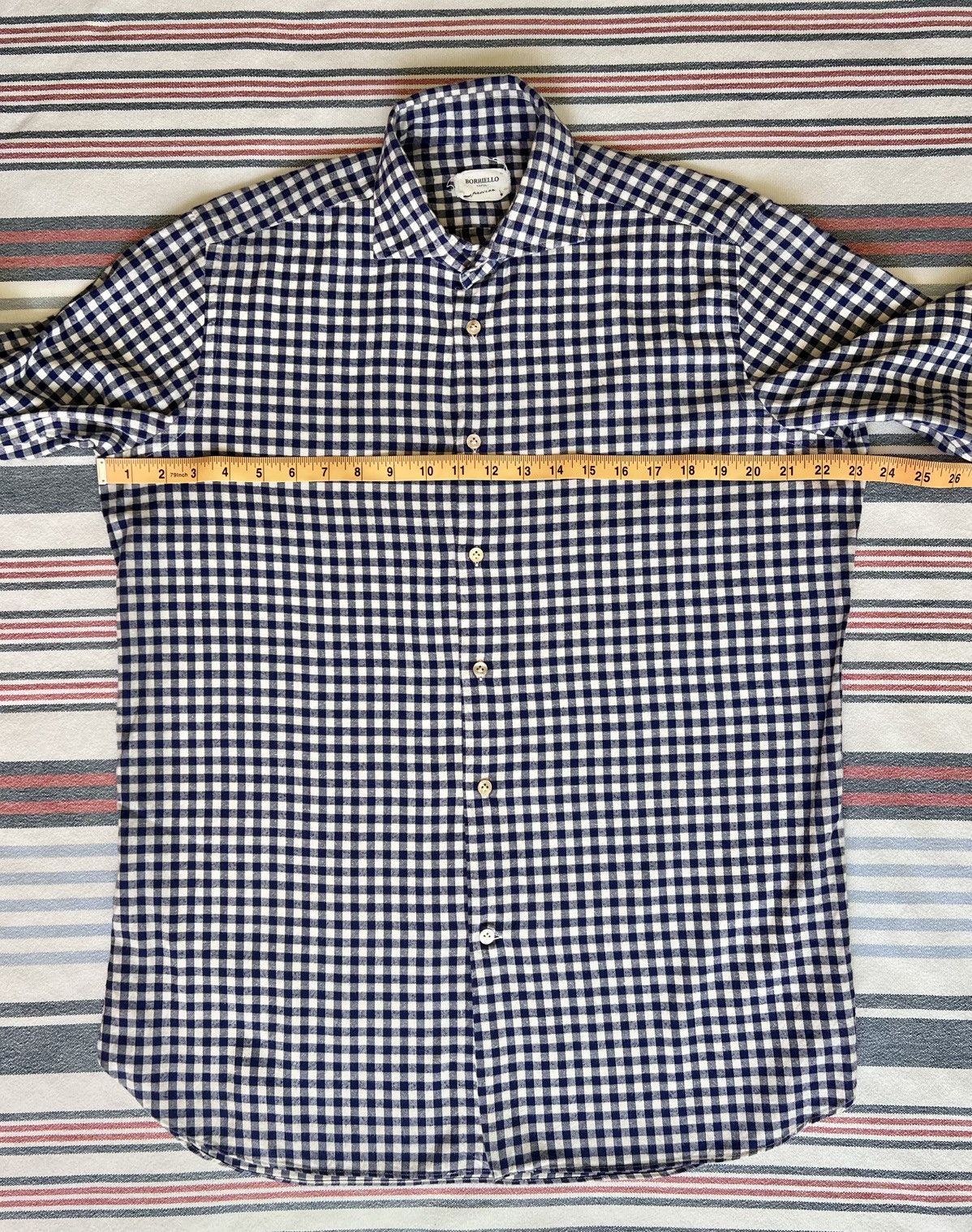 Borriello Napoli Borriello Napoli Checked Shirt Mens Light Blue Cotton Size US M / EU 48-50 / 2 - 7 Thumbnail