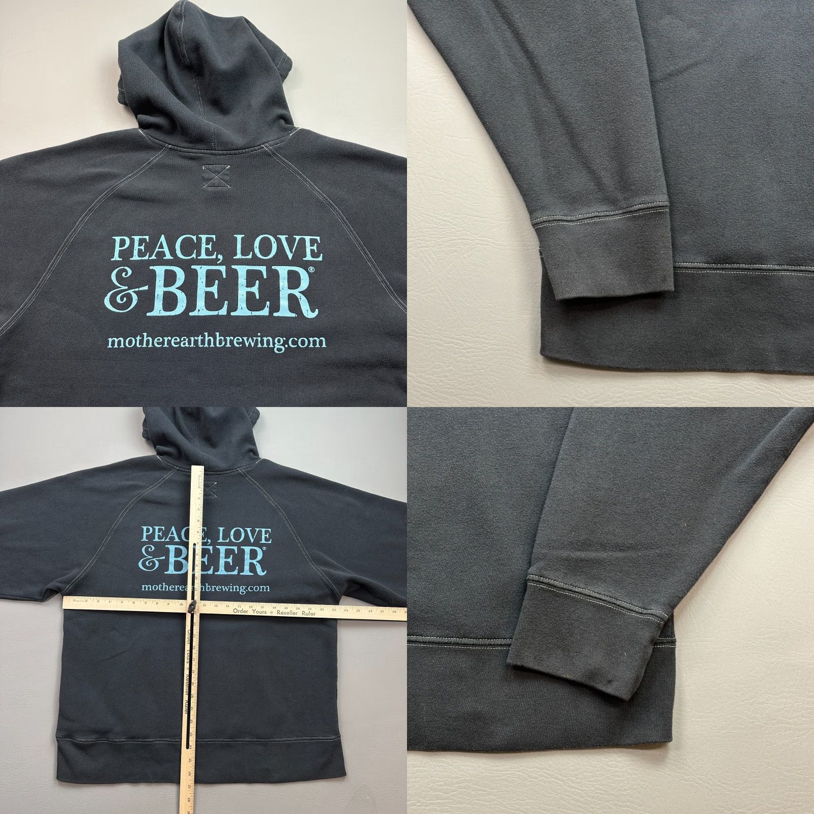 Vintage VINTAGE Mother Earth Brewing Hoodie Mens Large Gray Peace Love Beer NC Brewery Shirt Size US L / EU 52-54 / 3 - 8 Thumbnail