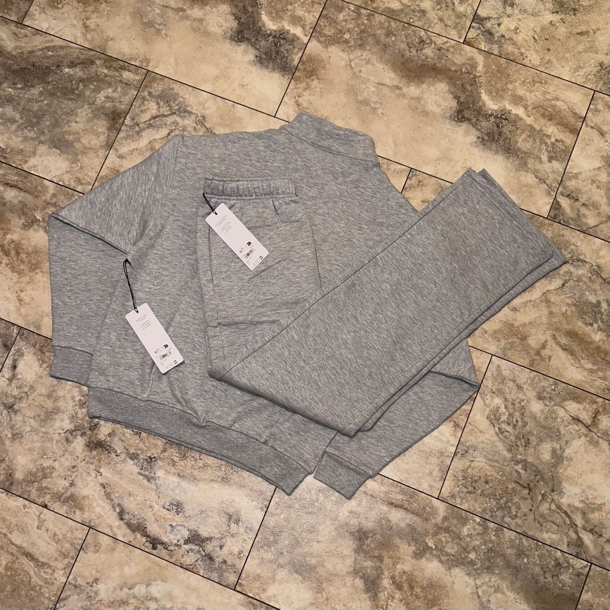 Alo Alo Yoga Accolade 1/4 Zip Pullover & Sweatpants Set Grey Sm Size S / US 4 / IT 40 - 2 Thumbnail