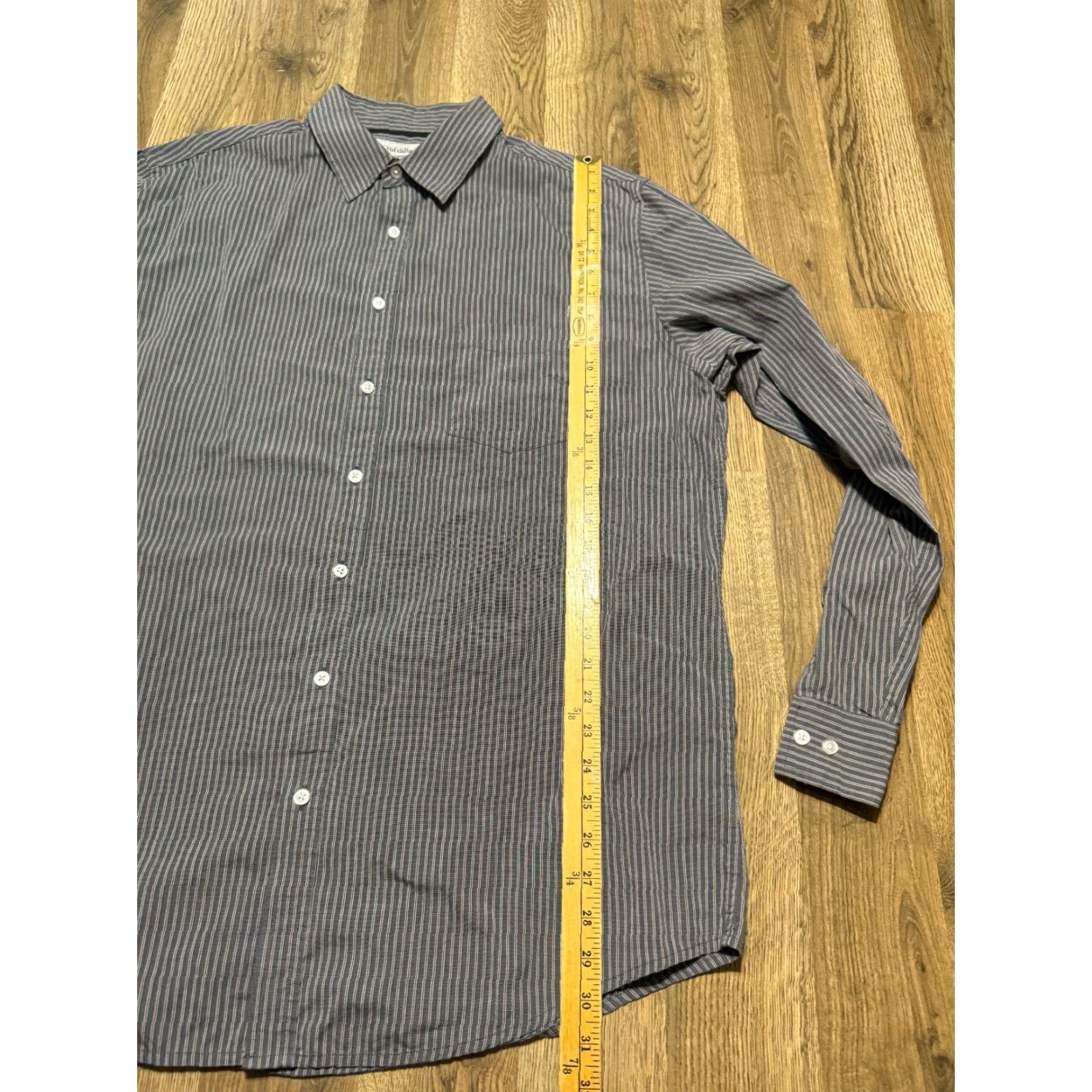 Croft & Barrow Croft & Barrow Shirt Mens XL Tall Striped Grey Red White Long Sleeve Button Up Size US XL / EU 56 / 4 - 7 Thumbnail