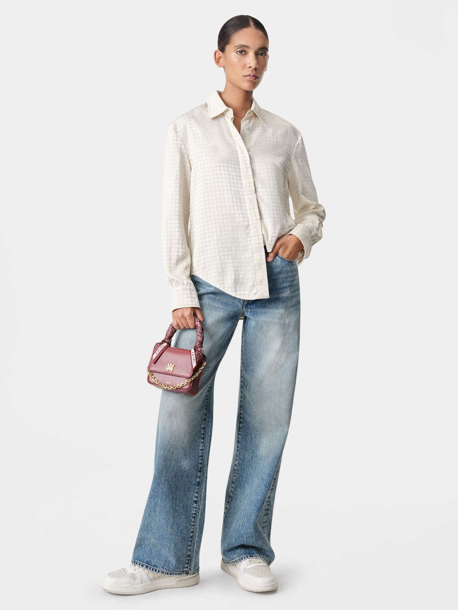 Amiri o1orln1025 MA Quad Long Sleeve Shirt in Ivory Size XL / US 12-14 / IT 48-50 - 2 Thumbnail