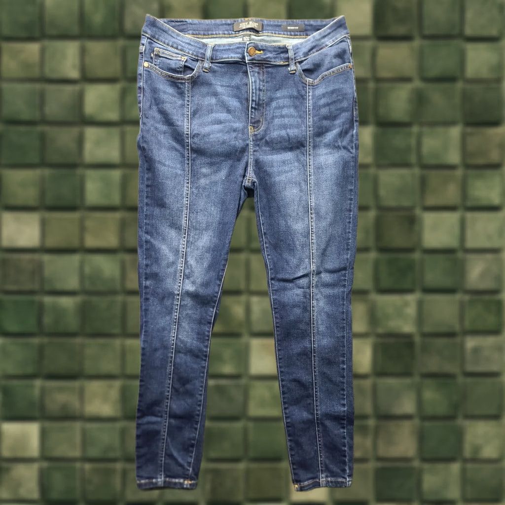 Vintage Judy Blue Jeans Womens 32x27 Distressed High Rise Slim Ankle Stretch Denim Cotton Spandex Button Zip Pocket Blue Jeans Size 24" / US 00 / IT 34 - 1 Thumbnail