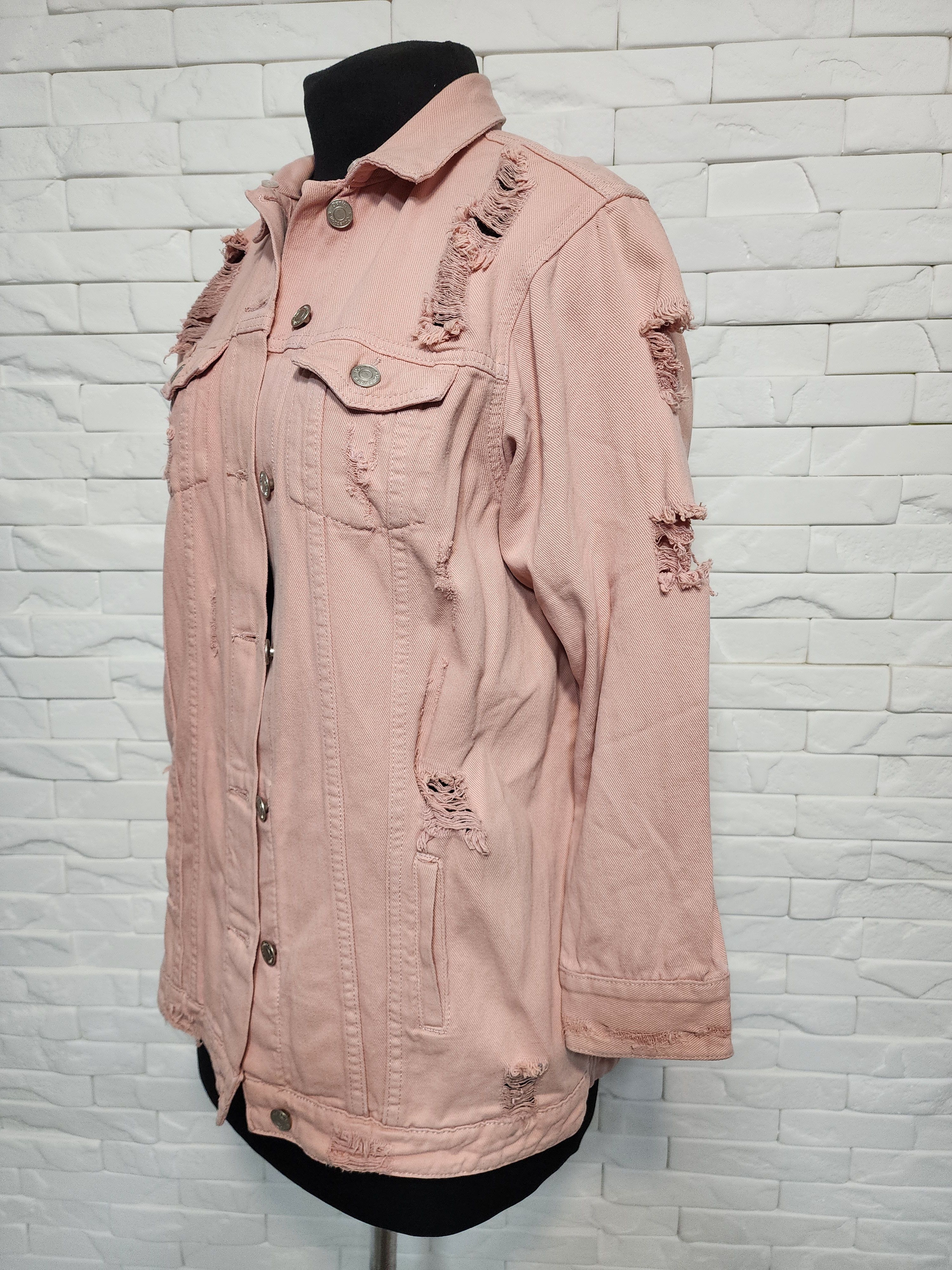 Denim & Co. Pink women's cotton jacket with a decorative design. Size XXL / US 16-18 / IT 52-54 - 2 Thumbnail
