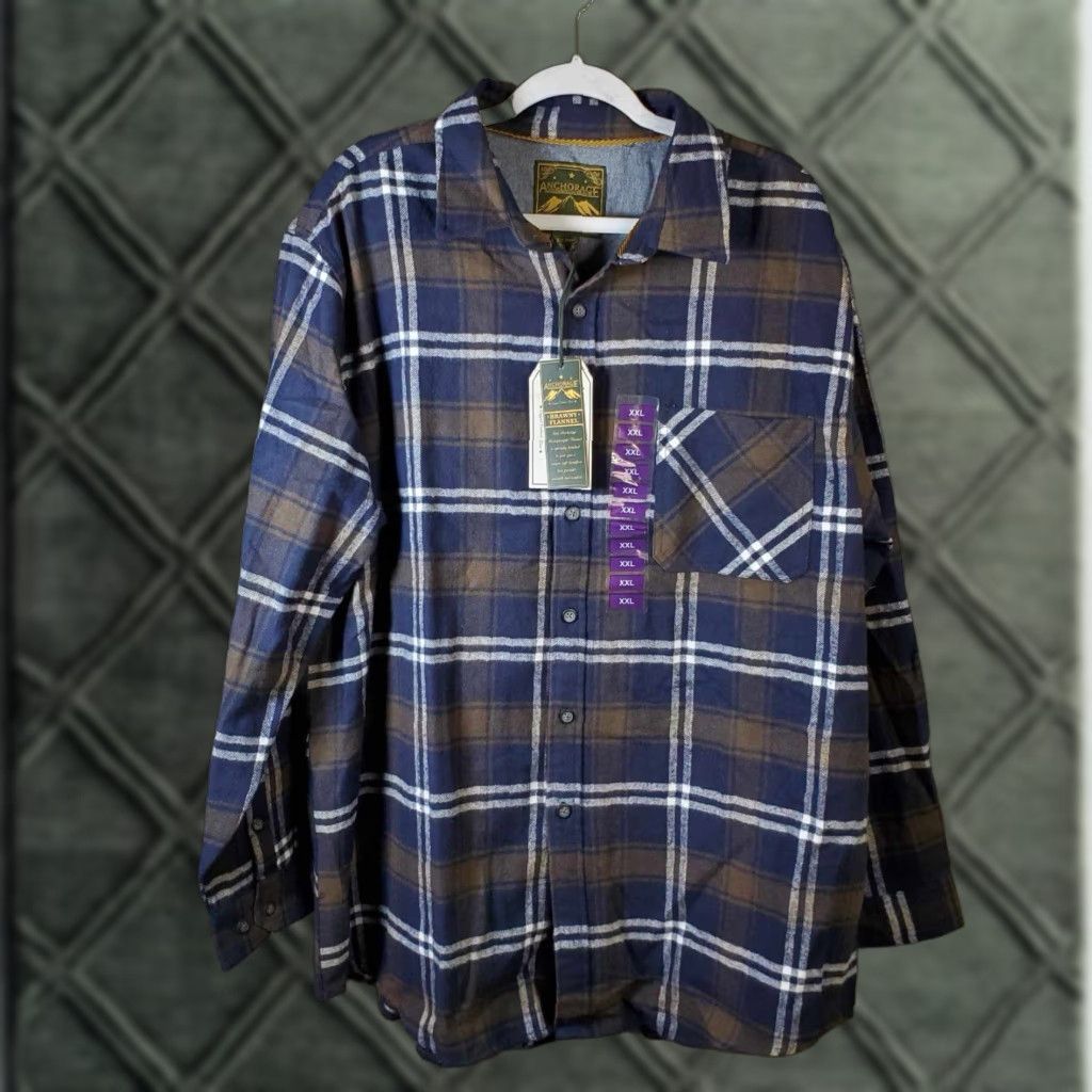 Vintage Anchorage Brawny Flannel Shirt Navy Plaid Mens 2XLT Big & Tall Casual Button-Up Long Sleeve Collared Vintage No NWT NWT? Size US XXL / EU 58 / 5 - 1 Thumbnail
