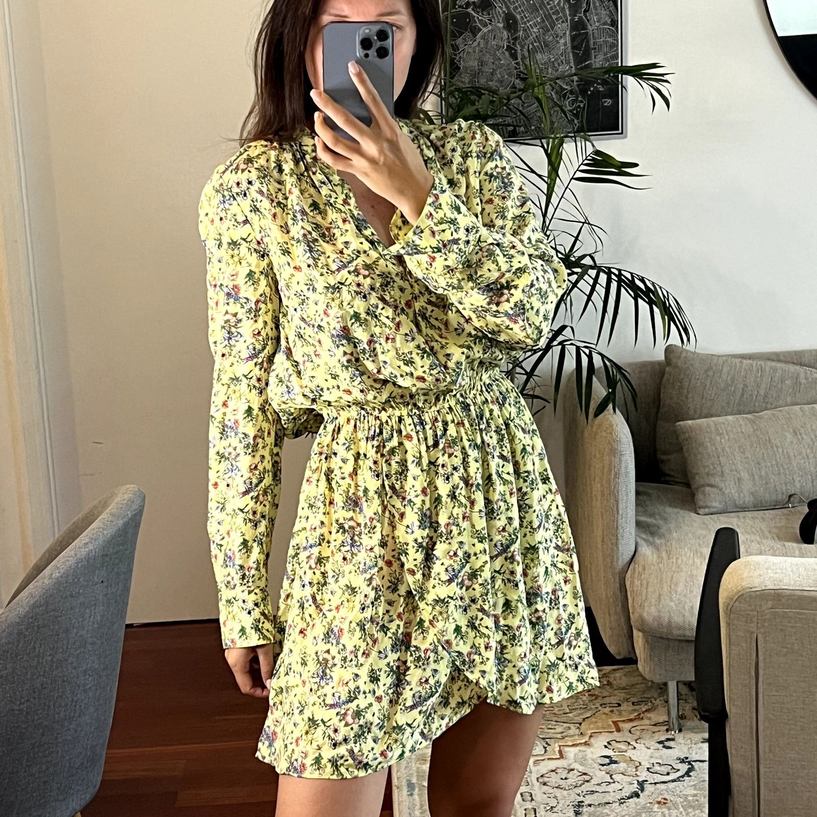 Zadig & Voltaire Zadig & Voltaire Rinka bloemen jurk viscose mini yelllow Size XS / US 0-2 / IT 36-38 - 2 Thumbnail