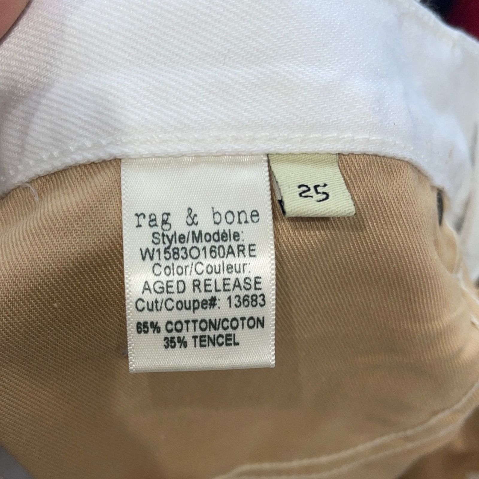 Rag & Bone RAG & BONE White Ankle Slim Mid Rise Boyfriend Sz 25 Size 25" / US 0 / IT 36 - 9 Thumbnail