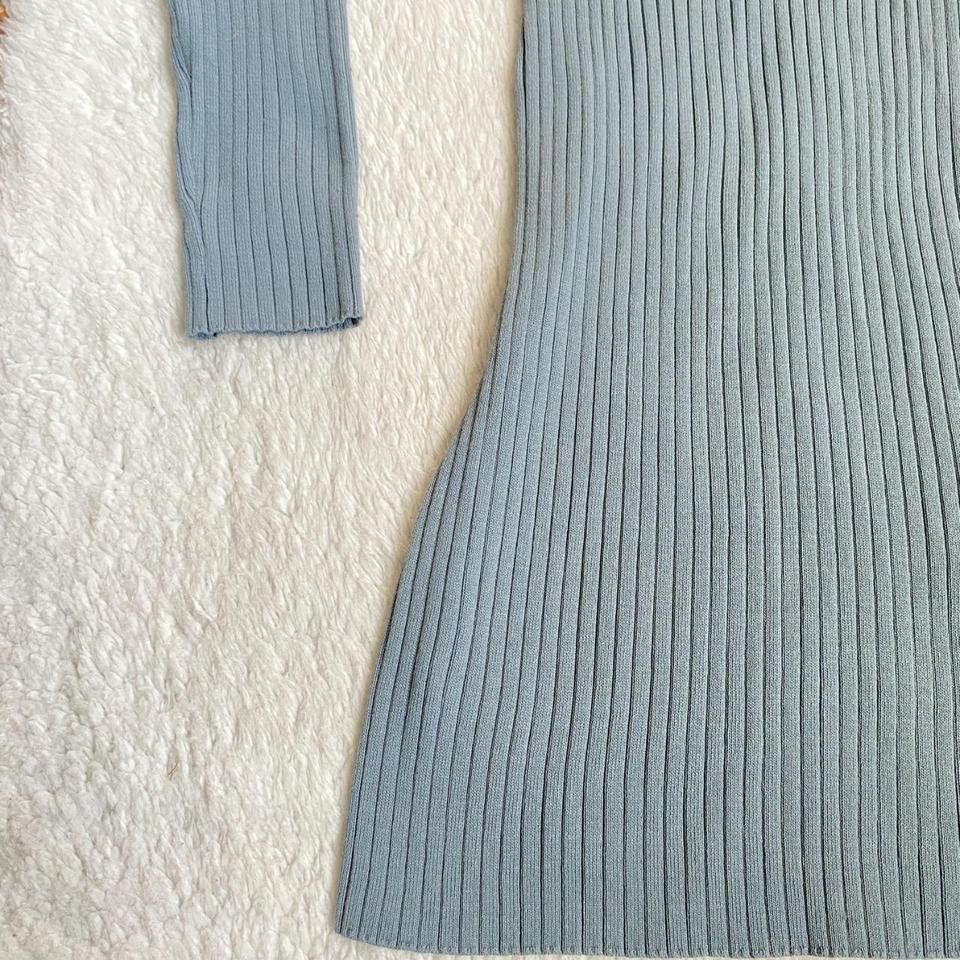 Other Love Tree Light Blue Rib Knit Collared Midi Dress Size S / US 4 / IT 40 - 4 Thumbnail