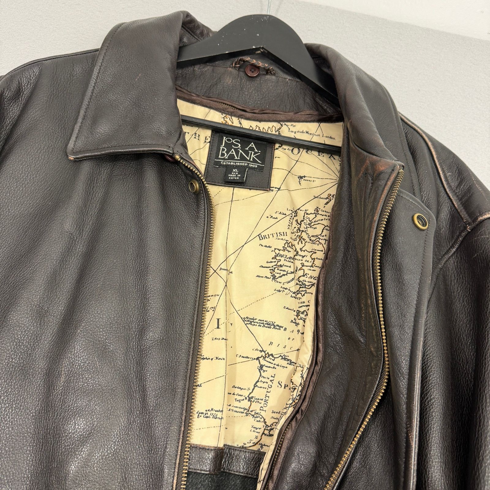 Vintage Vintage Jos A Bank Leather Bomber Jacket Men's XL Brown Size US XL / EU 56 / 4 - 7 Thumbnail