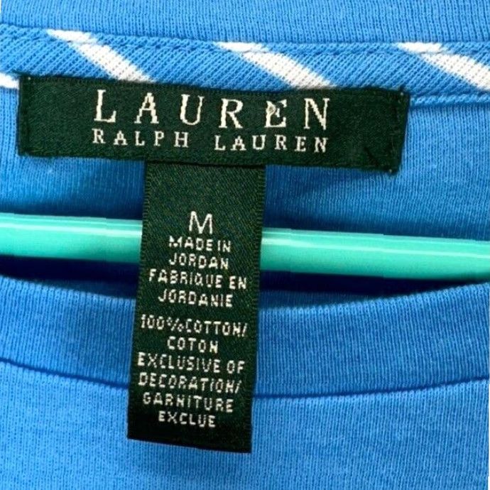 Ralph Lauren Lauren Ralph Lauren T-Shirt Womens Medium Blue Logo Crew Neck Tee Casual Ladies Size M / US 6-8 / IT 42-44 - 4 Thumbnail
