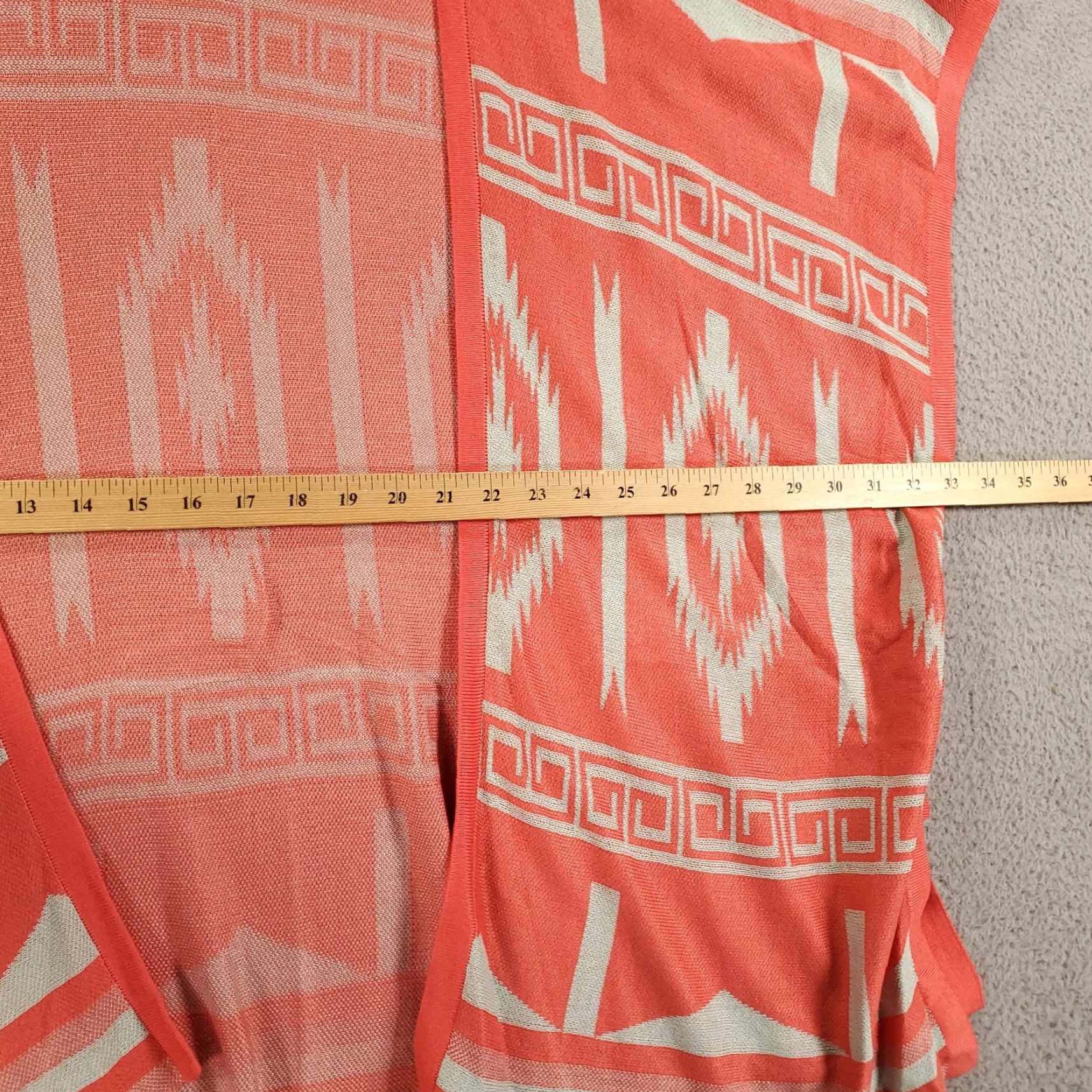 Vintage UMGEE Cardigan Sweater Open Front 3/4 Sleeve Boho Aztec Geometric Knit Orange Large L Women Size L / US 10 / IT 46 - 4 Thumbnail