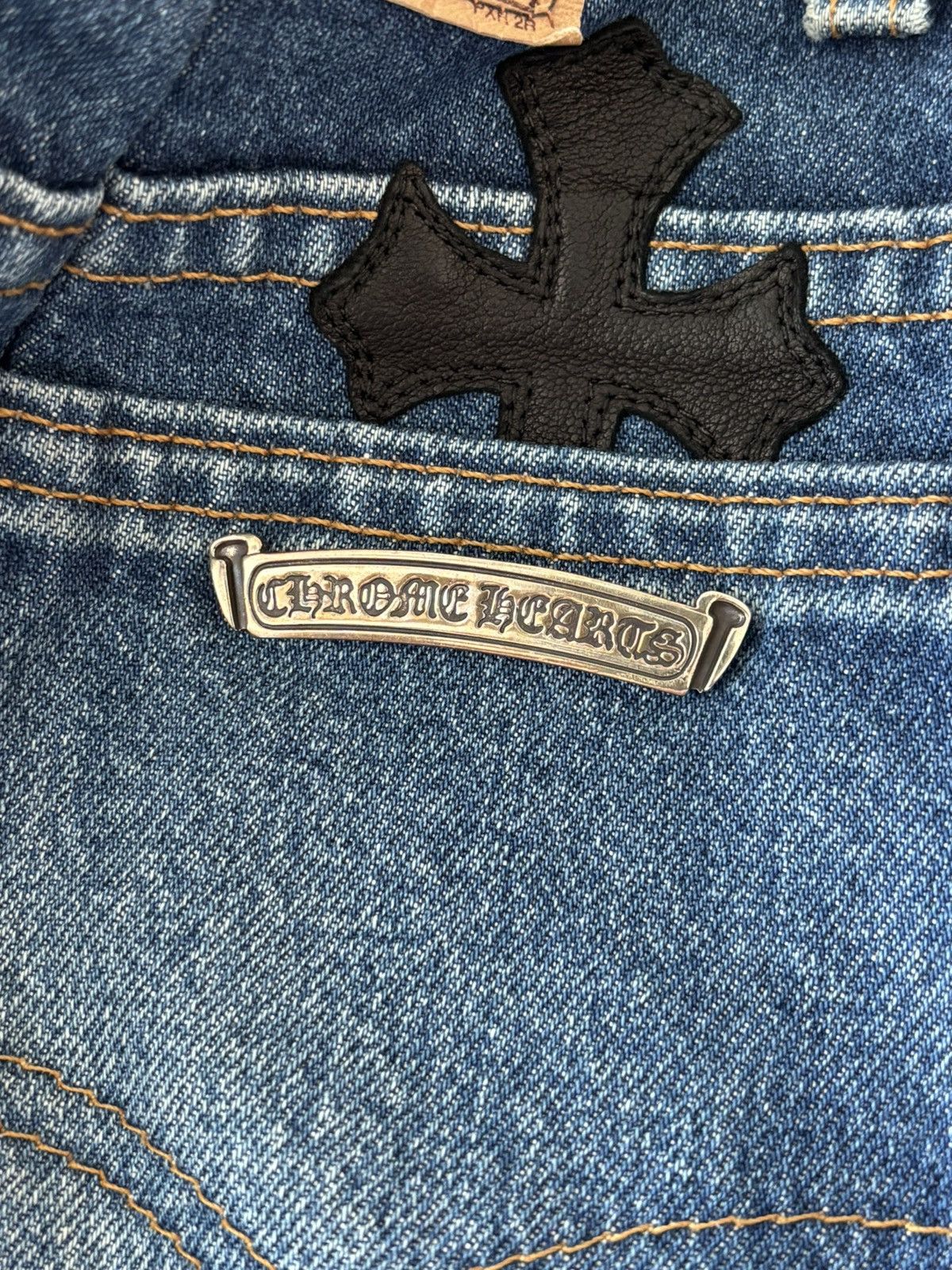 Chrome Hearts CHROME HEARTS TRIPLE CROSS BLUE JEAN SKIRT Size 29" - 6 Thumbnail
