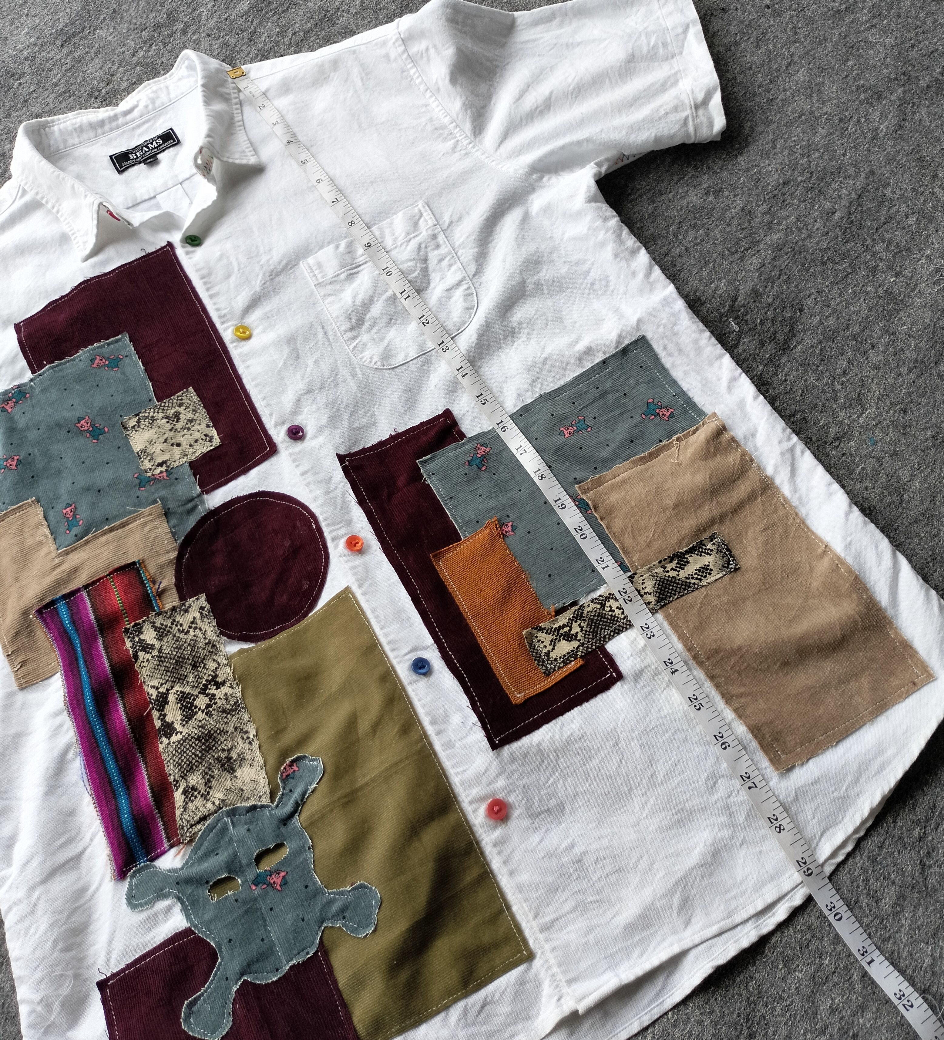 Beams Plus Rework Beams Japan patchwork ss shirt Size US XL / EU 56 / 4 - 15 Thumbnail