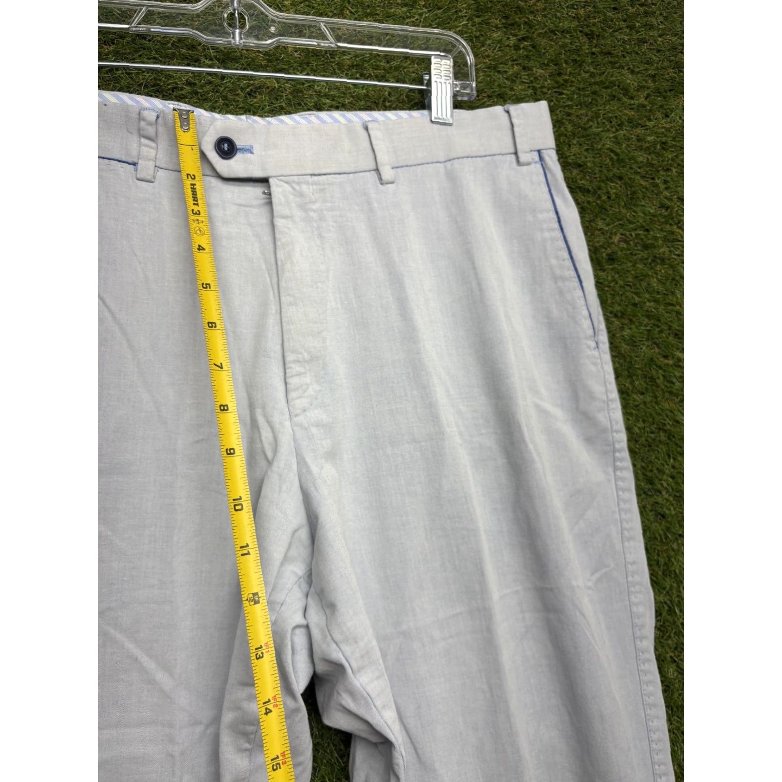 Vintage Hiltl Pants Mens 37 Gray Chino Flat Front Stretch Cotton Pockets Casual Business Regular 31 in Straight Size US 37 - 4 Thumbnail