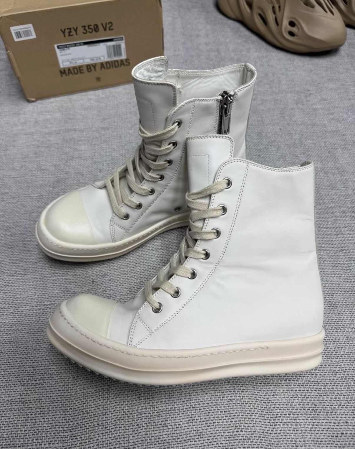 Rick Owens Rick Owens RO Main Line Milk White Leather Mega Converse K37 Size US 6.5 / IT 36.5 - 3 Thumbnail