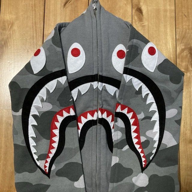 Bape BAPE Double Shark Full Zip Hoodie Gray Camo a bathing ape Size US XXL / EU 58 / 5 - 2 Thumbnail
