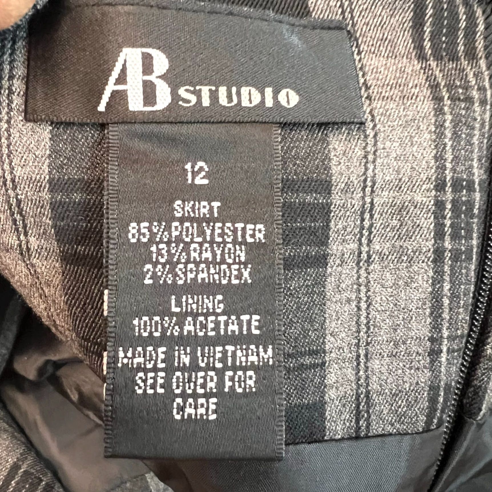 Vintage VINTAGE AB Studio Skirt Straight Line Size 12 Black Gray Checked Lined VTG Size 34" / US 12 / IT 48 - 5 Thumbnail
