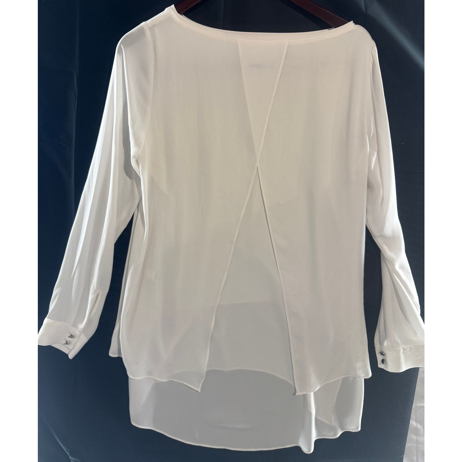 White House Black Market White House Black Market Ivory Chiffon Layered Blouse Sz 4 Size S / US 4 / IT 40 - 3 Thumbnail