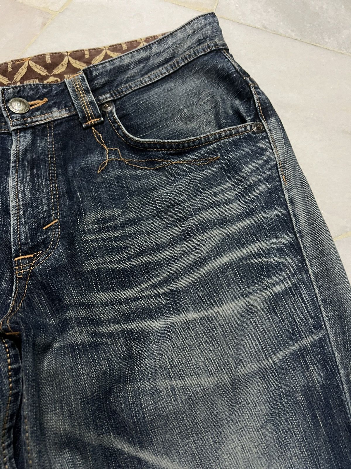 Edwin × Japanese Brand × Vintage 💥Flare💥Edwin Buffalo Head Distress Jean Size US 35 - 10 Thumbnail