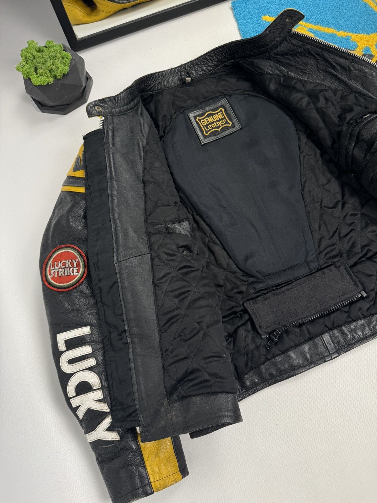 Vintage Vintage Lucky Strike Racing Leather Jacket Size US L / EU 52-54 / 3 - 16 Thumbnail