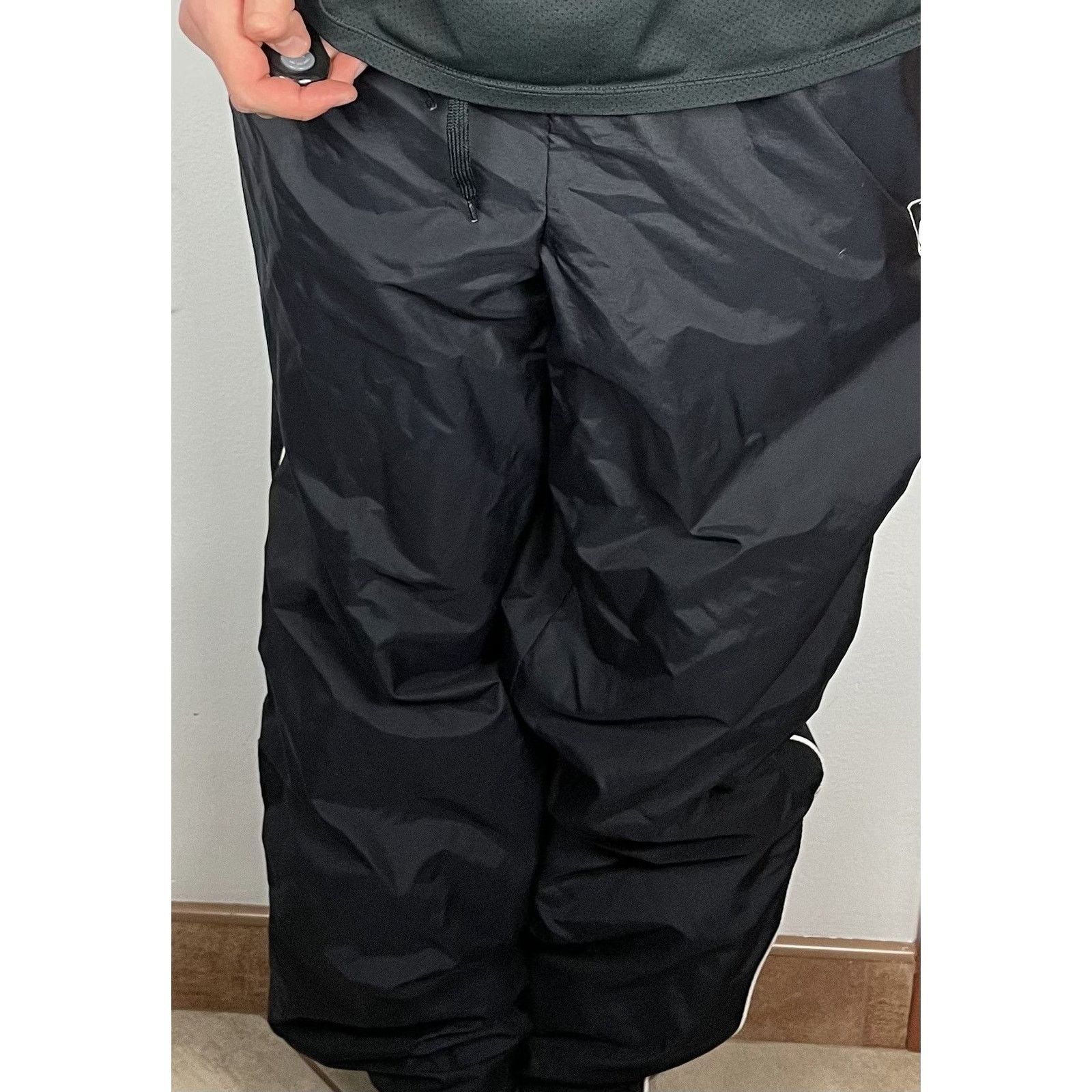Nike × Vintage Nike Men's Black Swoosh Straight Leg High Rise Track Pant L Size US 32 / EU 48 - 2 Thumbnail