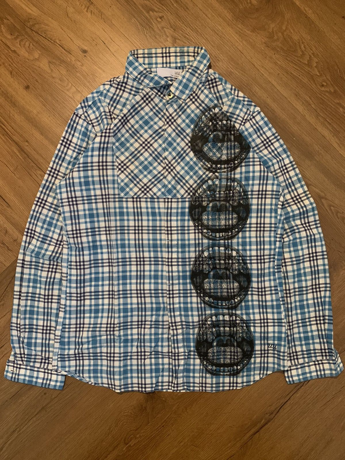 Japanese Brand × Undercover × Uniqlo UNDERCOVER X UNIQLO printed plaid shirt gothic vkei style Size US M / EU 48-50 / 2 - 1 Thumbnail