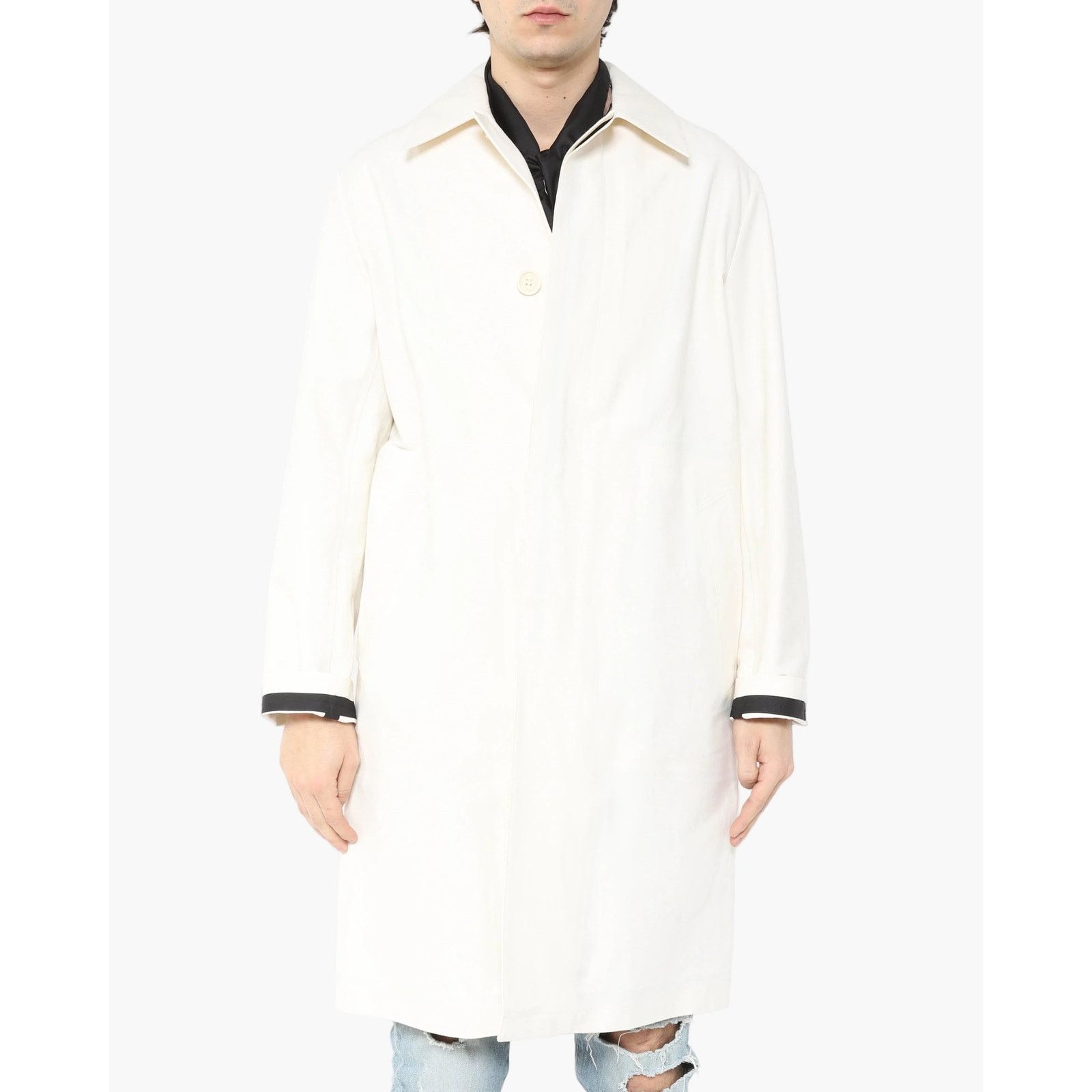 SS18 Classic Lizard Pocket Coat in Cream Cotton