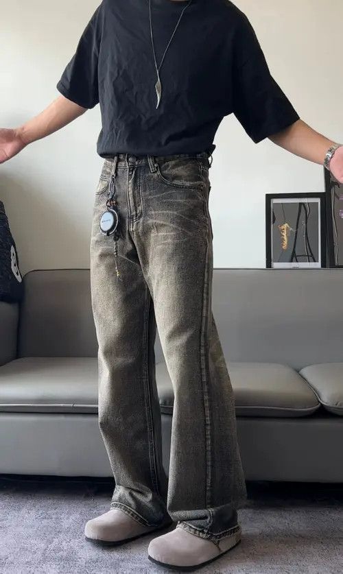 Jean distressed washed grunge flared jeans Size US 31 - 1 Thumbnail