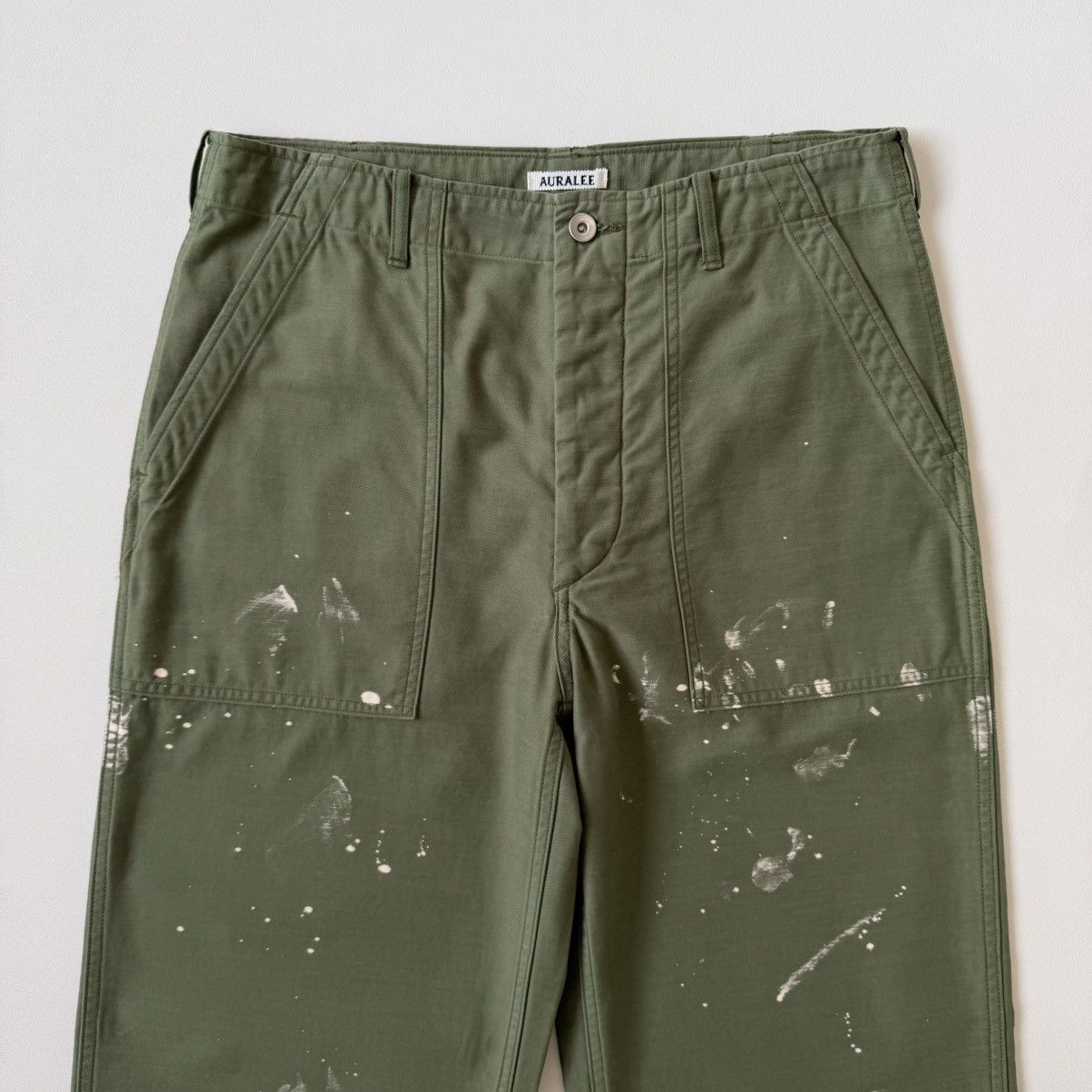 Auralee Washed Green ‘Bleached Baker Pants’ Size US 32 / EU 48 - 6 Thumbnail