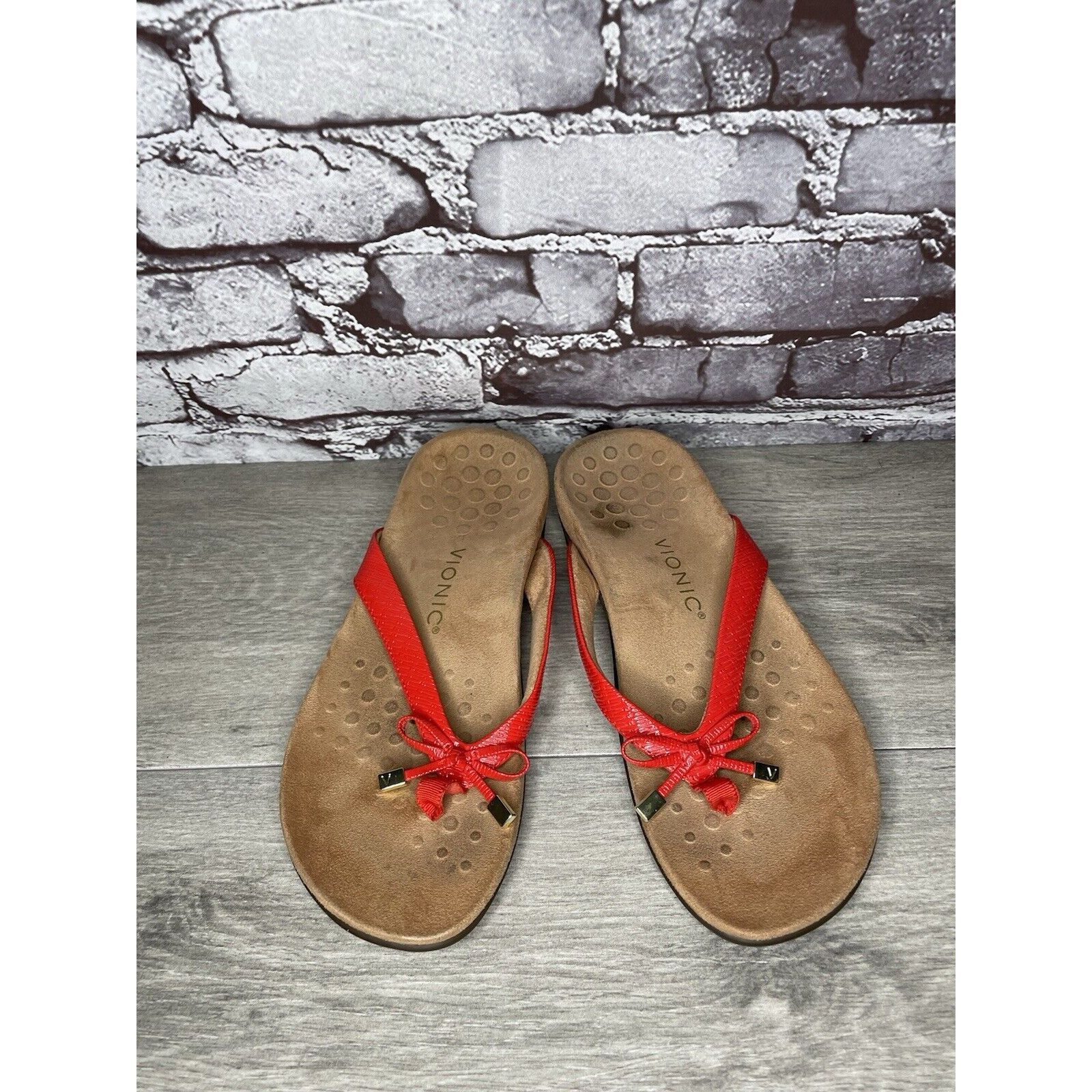 Other Vionic Bella 2 Red Synthetic Bow Casual Thong Sandals Women’ Size US 8.5 / IT 38.5 - 2 Thumbnail