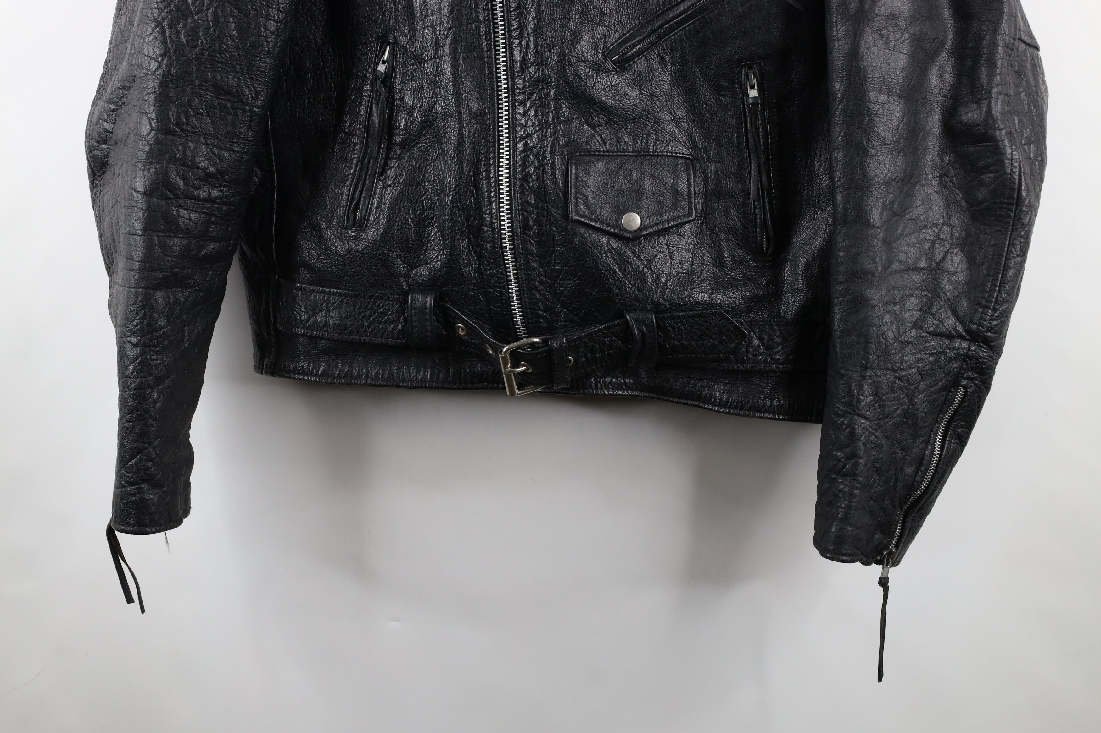Vintage Vintage 90s Streetwear Leather Motorcycle Jacket Black Size US L / EU 52-54 / 3 - 4 Thumbnail
