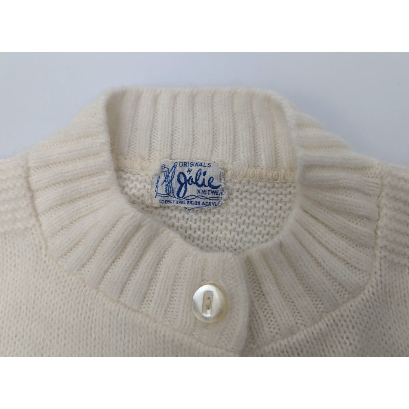 Vintage Vtg Jolie Knitwear Cardigan Womens S/M Ivory orlon acrylic Retro Hippie 60s 70s Mens Womens Girls Size S / US 4 / IT 40 - 7 Thumbnail