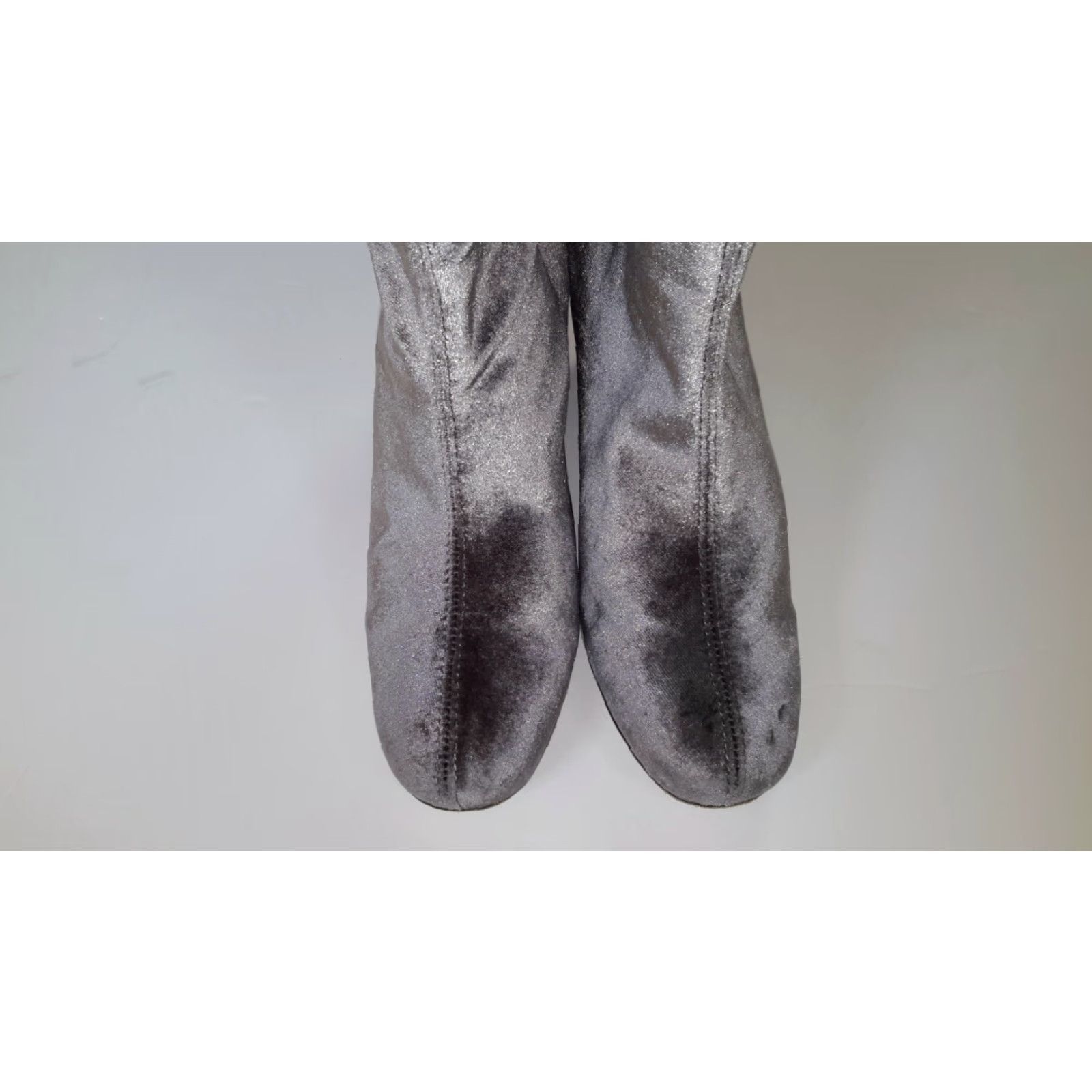 Free People Free People Boots Ankle 7.5 Velvet Cecile Block Heel Gray/Silver Women Size US 8 / IT 38 - 3 Thumbnail