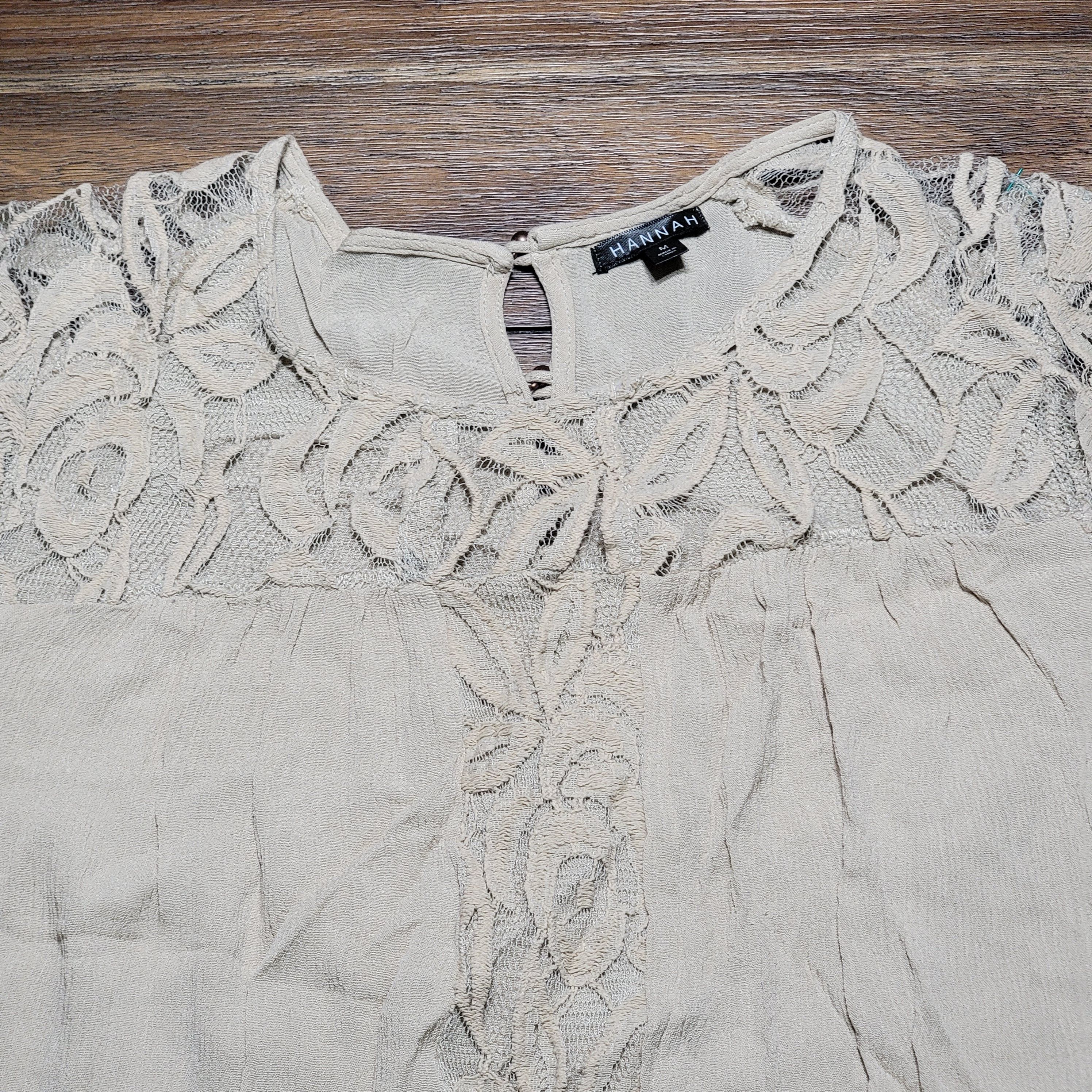 Other Hannah Blouse Light Tan Lace 3 Quarter Sleeve - Size Medium Size M / US 6-8 / IT 42-44 - 2 Thumbnail