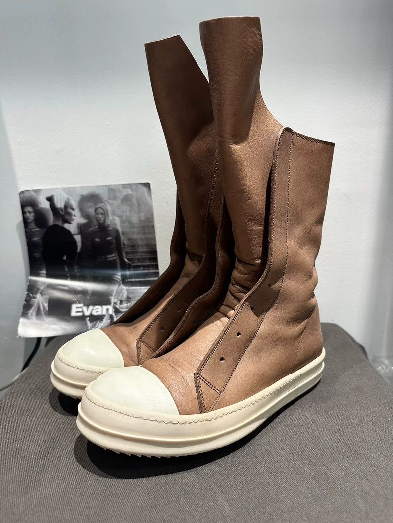 Rick Owens Rick Owens Brown Leather High-Top Boots Size US 8 / EU 41 - 1 Thumbnail