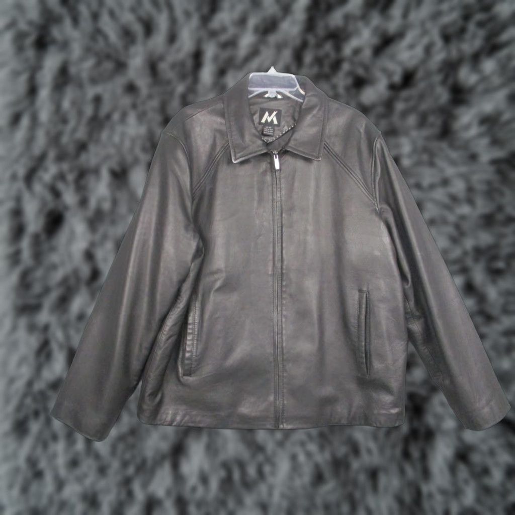 Vintage M Jacket Mens XL Black Leather Bomber Jacket Full Zip Lined Pockets Classic Mens XL Skin Size US XL / EU 56 / 4 - 1 Thumbnail