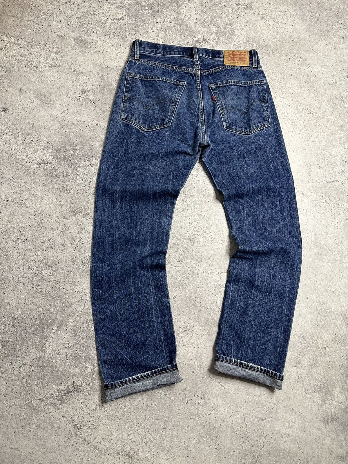 Levi's Levi’s 505 0217 Big E Denim Blue Distressed Selvedge Pants Size US 33 - 3 Thumbnail