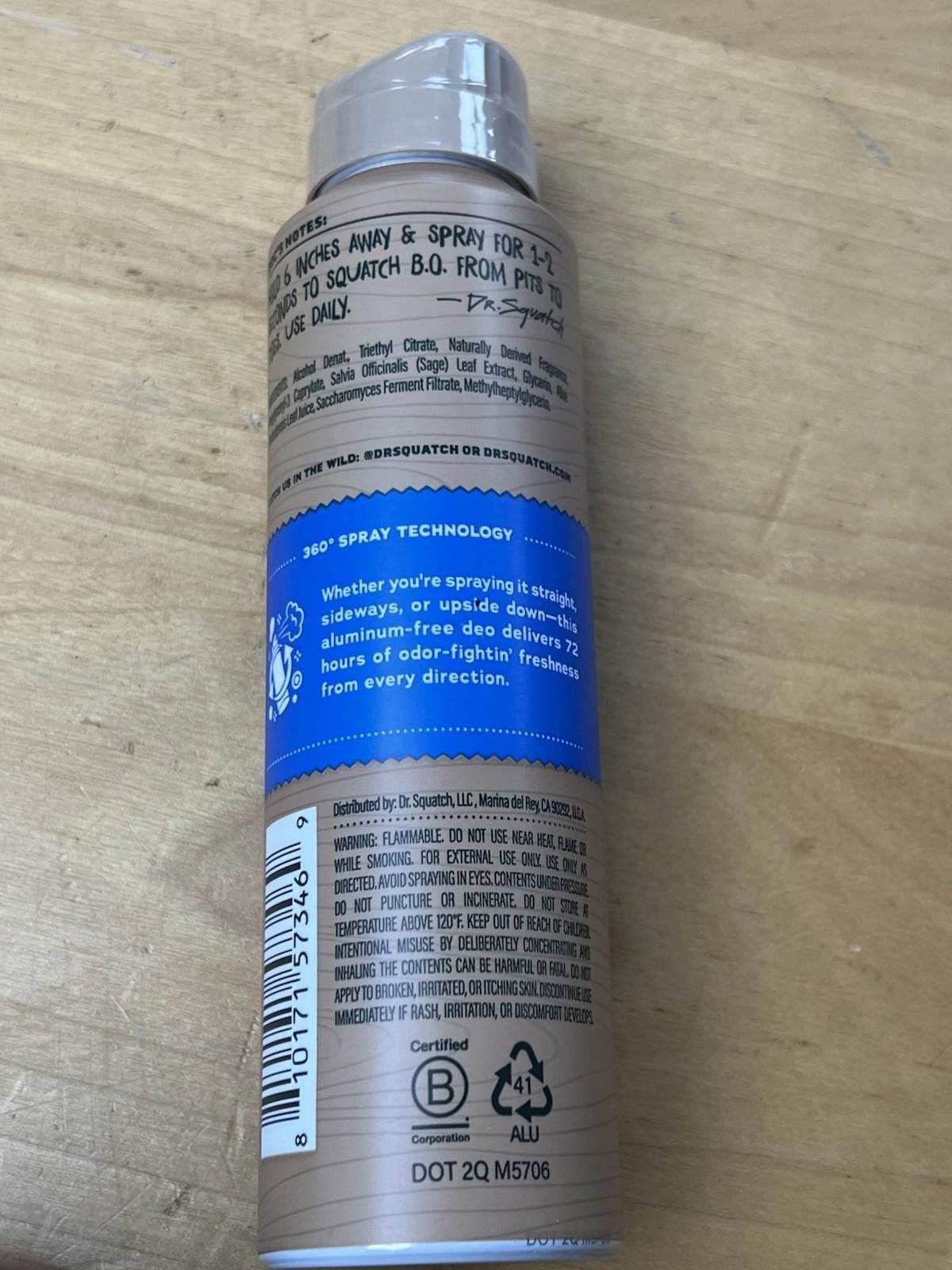 Other Dr. Squatch Spray Deodorant Aluminum Free Fresh Falls 4 oz Size ONE SIZE - 5 Thumbnail