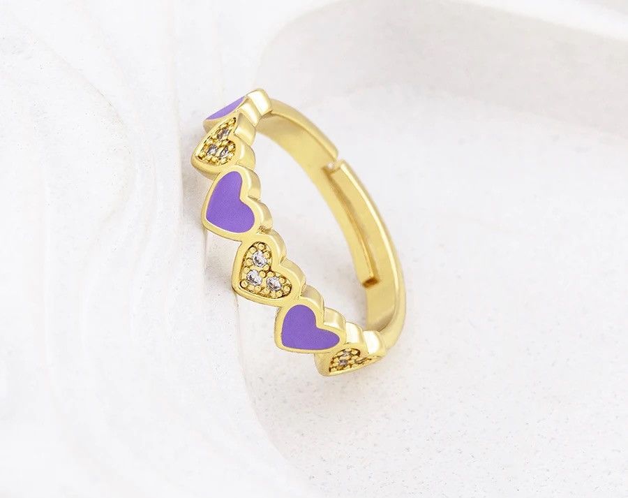 Jewelry × Vintage Purple Sweet Cute Love Rings Size ONE SIZE - 3 Thumbnail