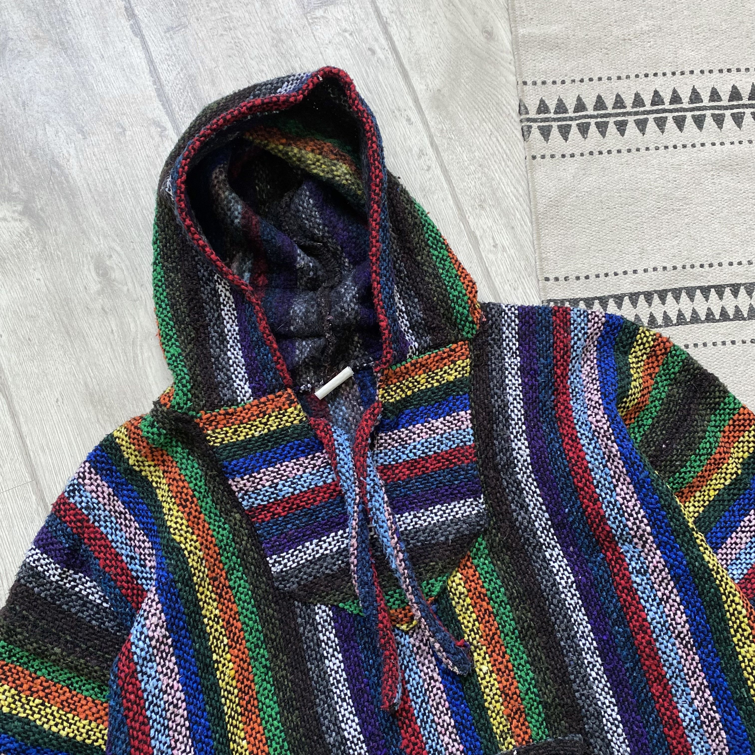 Japanese Brand Vintage 90s Baja Hoodie Drug Rug Knit Sweater Made in Mexico Size US M / EU 48-50 / 2 - 2 Thumbnail