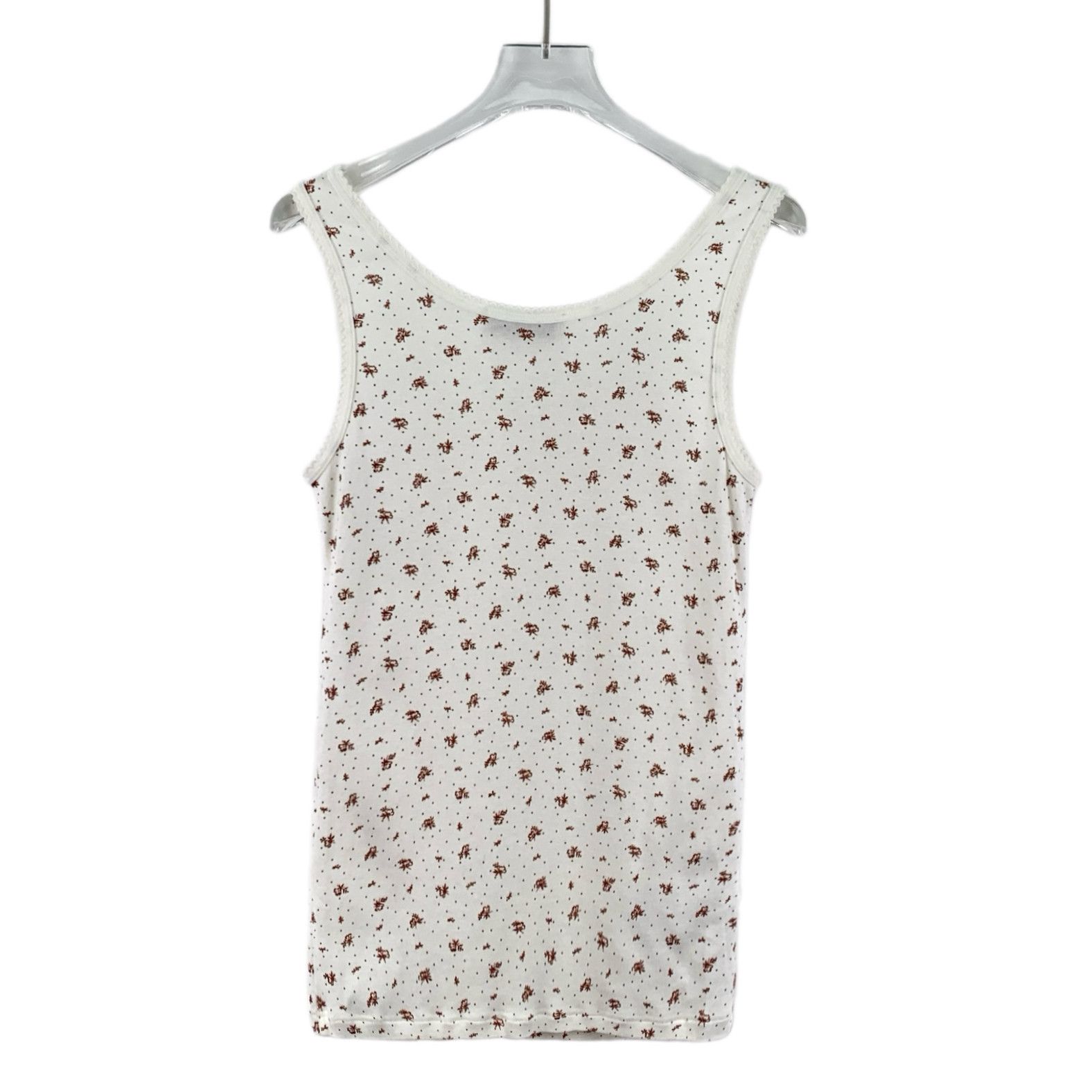 Miu Miu Miu Miu Floral Cotton Sleeveless Top White (L) Size L / US 10 / IT 46 - 2 Thumbnail