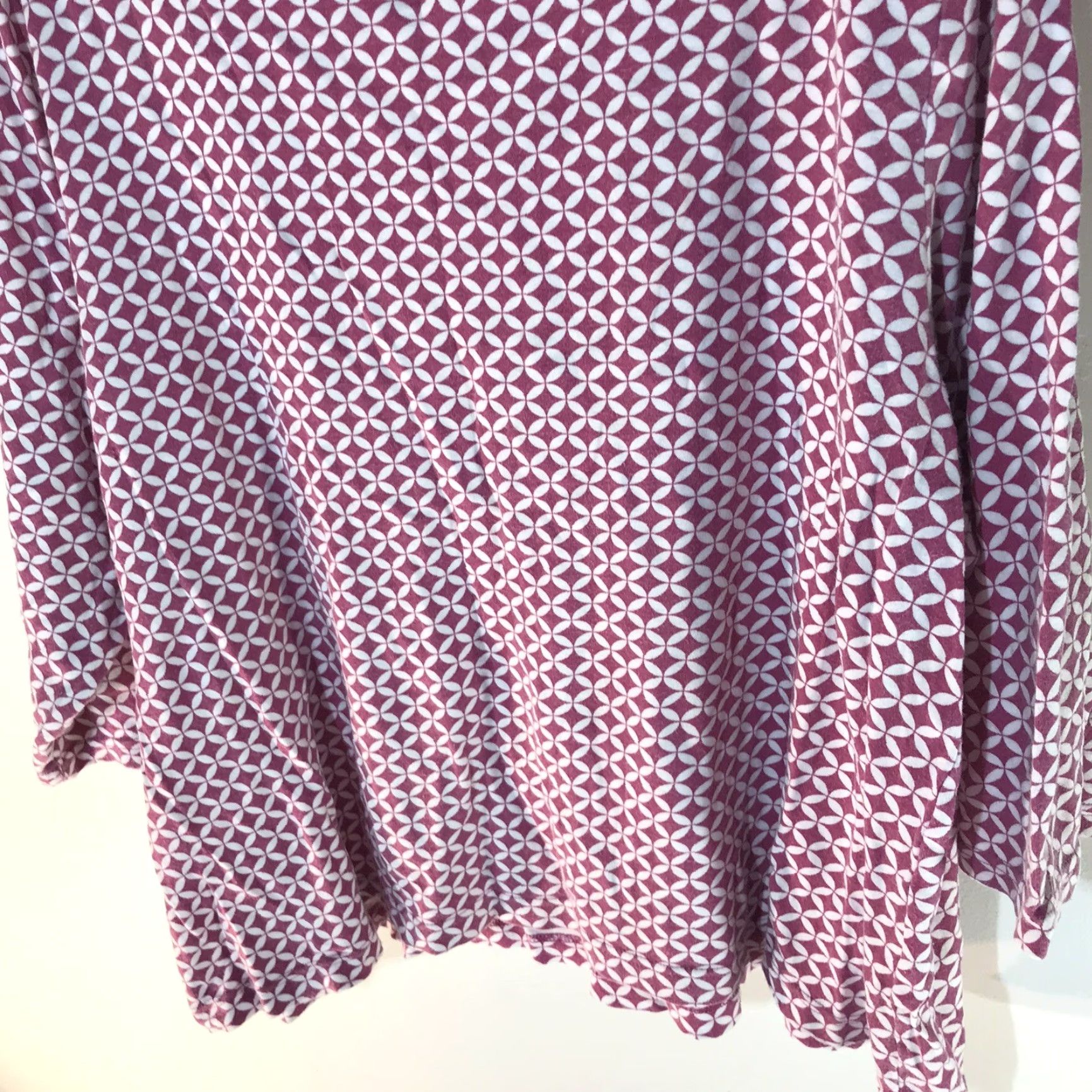 Croft & Barrow Croft & Barrow Women's Plus Size Cropped Knit Top 3/4 Sleeve Pink White Geometric Casual Blouse Size XL / US 12-14 / IT 48-50 - 6 Thumbnail
