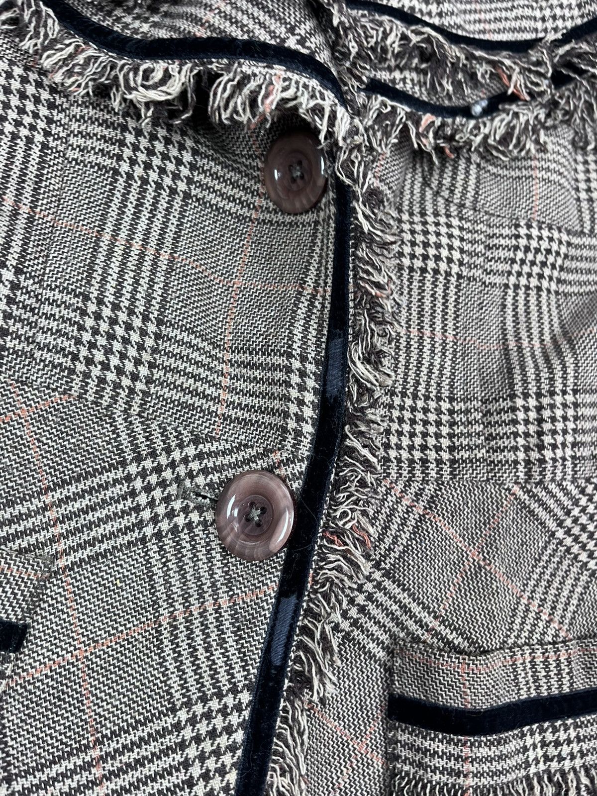 Kenzo Vintage Kenzo Plaid Coat Frayed Trim Wool Blend Womens 38 Size XS / US 0-2 / IT 36-38 - 9 Thumbnail