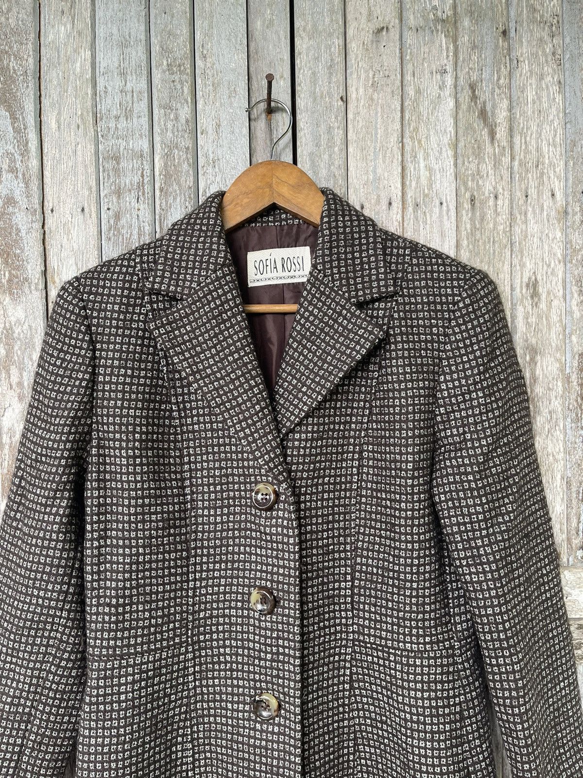 Designer Sofía Rossi Vintage Houndstooth Long Coat – Size 9AR (JP) Size M / US 6-8 / IT 42-44 - 2 Thumbnail
